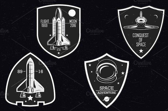 Space Logo - Set of vintage space logo, poster. Illustrations Creative Market