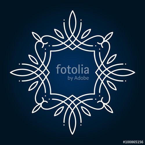 Square White with Blue Background Logo - White square frame in mono line style. Place for monogram or logo ...