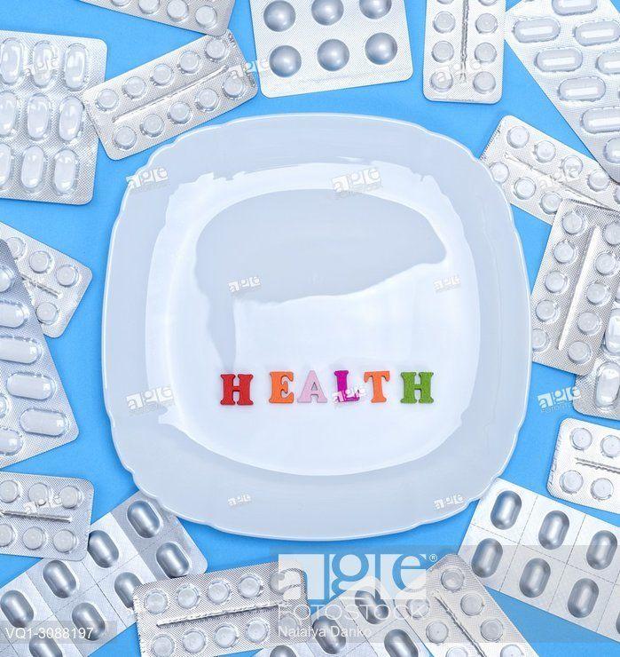 Square White with Blue Background Logo - square white ceramic plate and health inscription on blue background