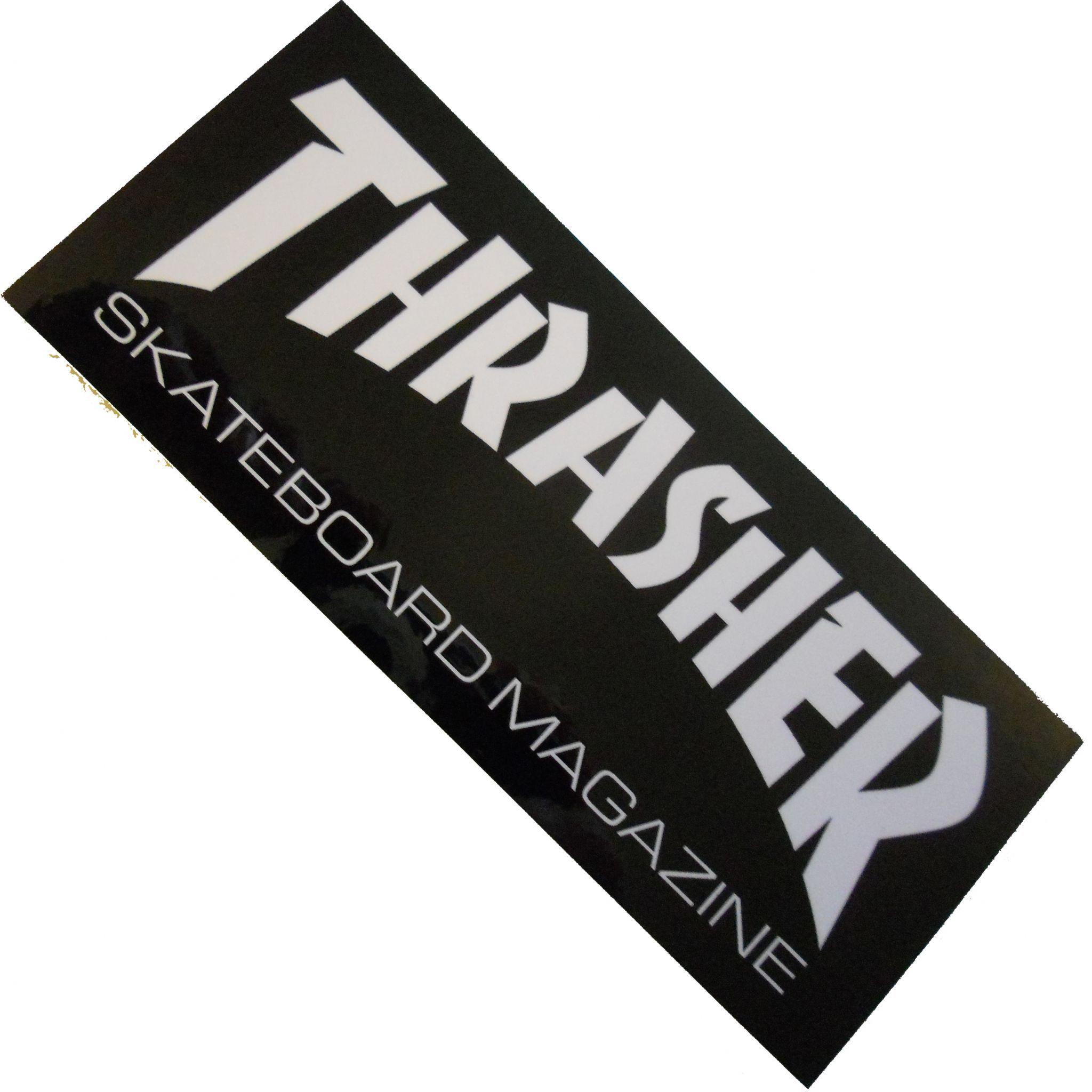 Black and White Skateboards Thrasher Logo - THRASHER Magazine Logo Skateboard Sticker 15cm MEDIUM BLACK White