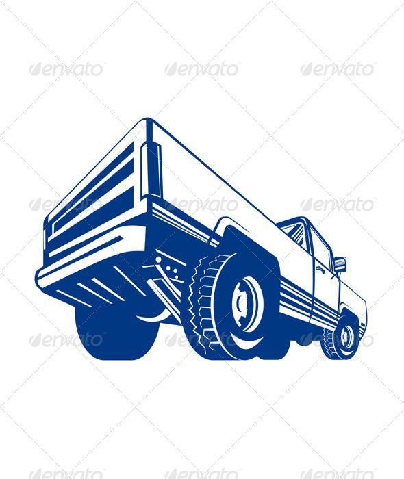 Pickup Truck Logo - Pickup Truck Rear Retro | Vector graphics, Infographics and Graphics