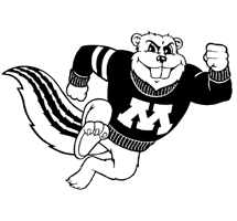 Black and White University of Minnesota Twin Cities Logo - Goldy Gopher