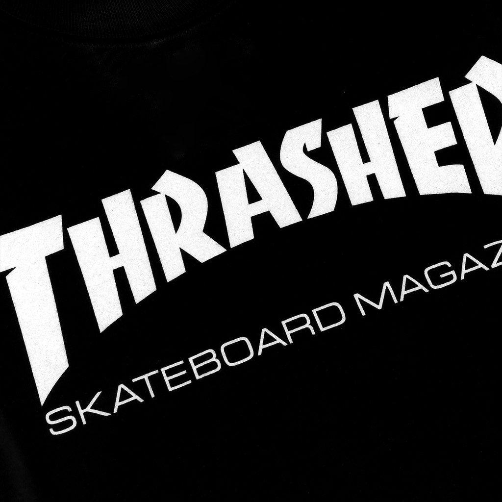 Black and White Thrasher Logo - Skate Mag Logo L S T Shirt In Black White By Thrasher