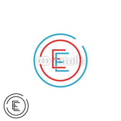 Red and Blue Circle E Logo - Letter E logo monogram, combination EE circle frame, red and blue
