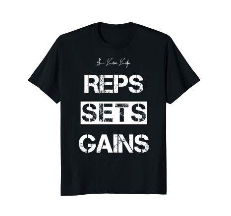 Cool Workout Logo - Amazon.com: REPS SETS GAINS Shirt | Cool Fitness Top Gym Workout T ...