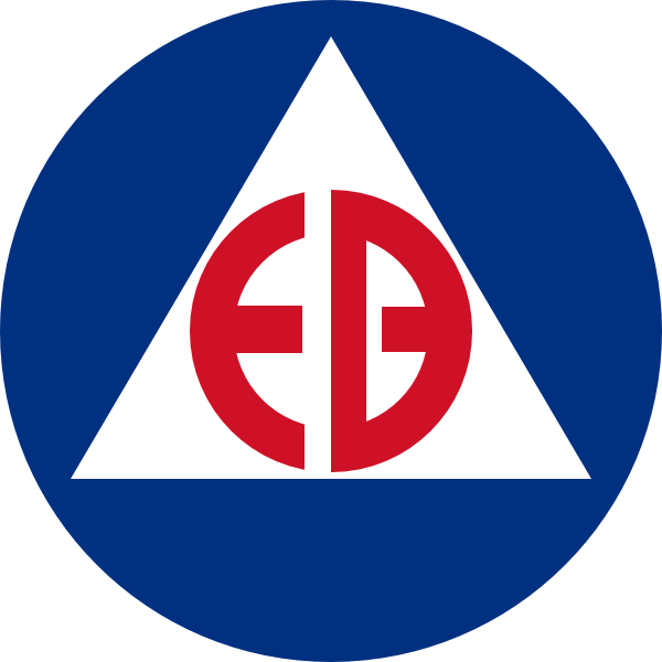 Red and Blue Circle E Logo - E in a circle Logos
