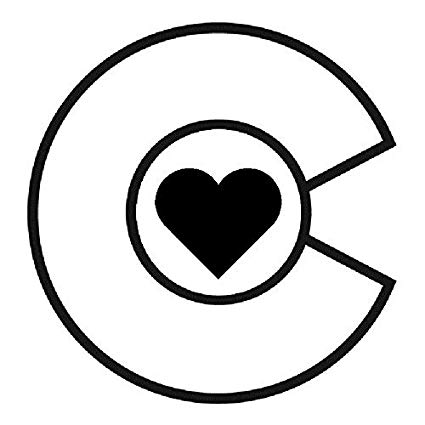 Colorado C Logo - Colorado C with Heart 5 Decal {BLACK}- CO State Sticker