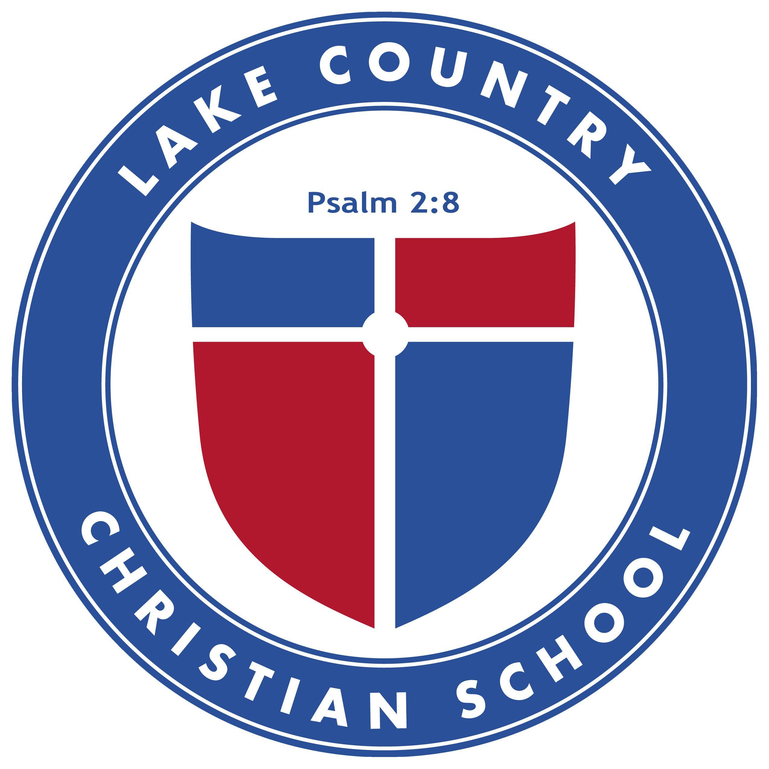 Red and Blue Circle E Logo - Teams & Schedules. Lake Country Christian School