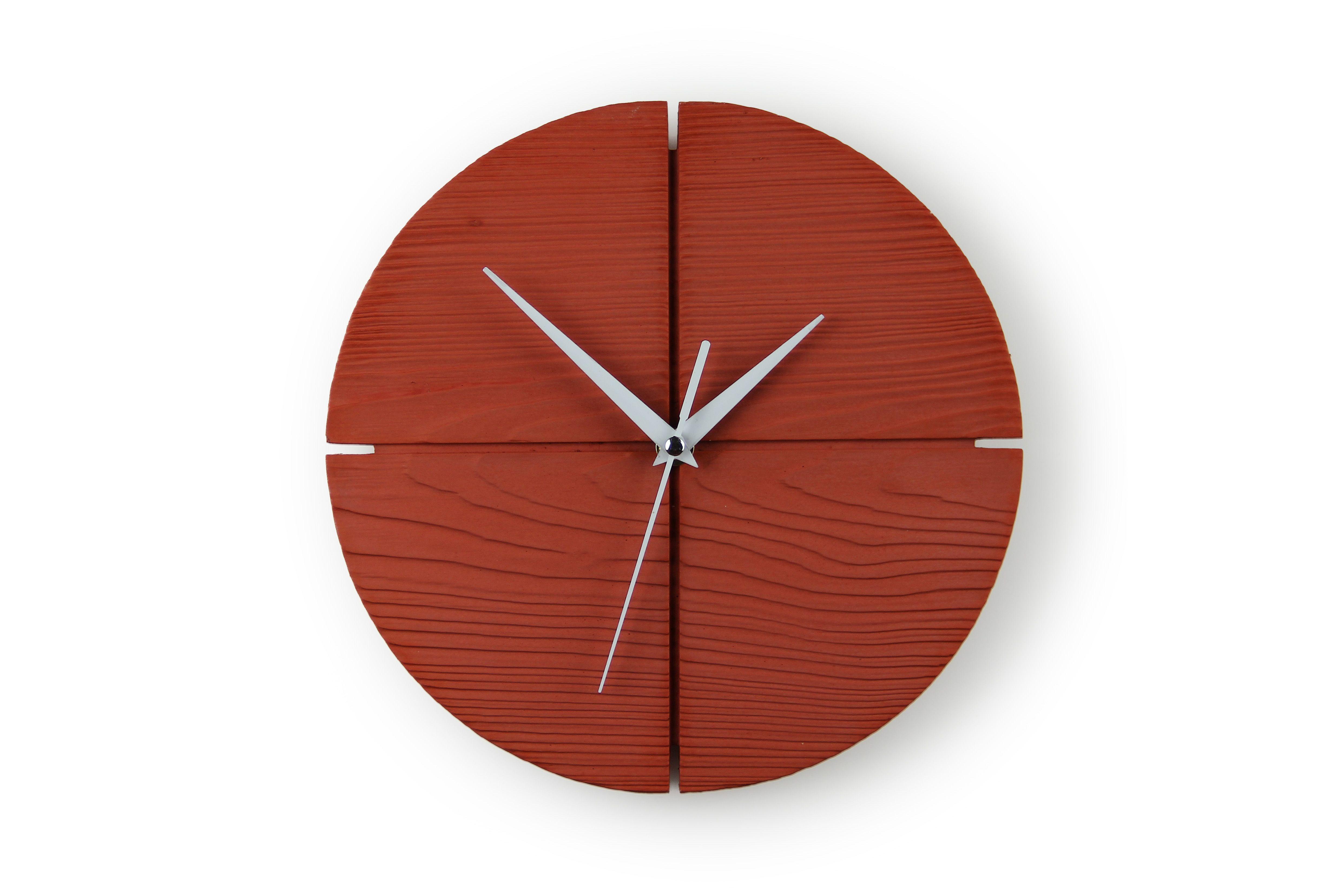 White Circle with Red Hands Logo - Small circle wall clock - Red with White Hands - Gakobe Design Studio