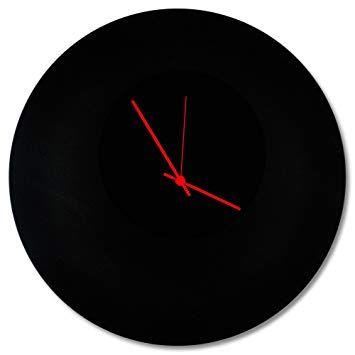 White Circle with Red Hands Logo - Minimalist Black Clock 'Blackout Red Circle Clock