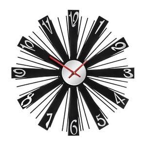 White Circle with Red Hands Logo - Wall Clock Black Body & Mirrored MDF, Acrylic Glass with Red Hands ...