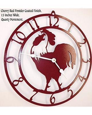 White Circle with Red Hands Logo - New Bargains on Rooster Wall Clock. Cherry Red. White Hands. 15 inch ...