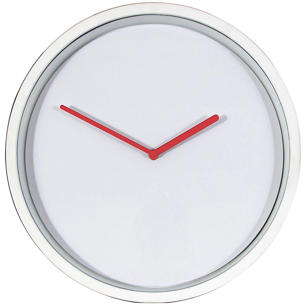 White Circle with Red Hands Logo - Simple Clock White W/ Red Hands 16 In