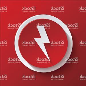 White Circle with Red Hands Logo - Stock Illustration Electrician Lightning Bolt Hands Circle Retro