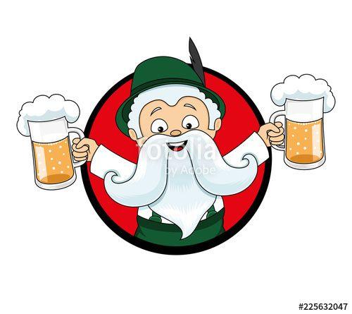 White Circle with Red Hands Logo - Man with beer mugs in the hands in the red circle on a white