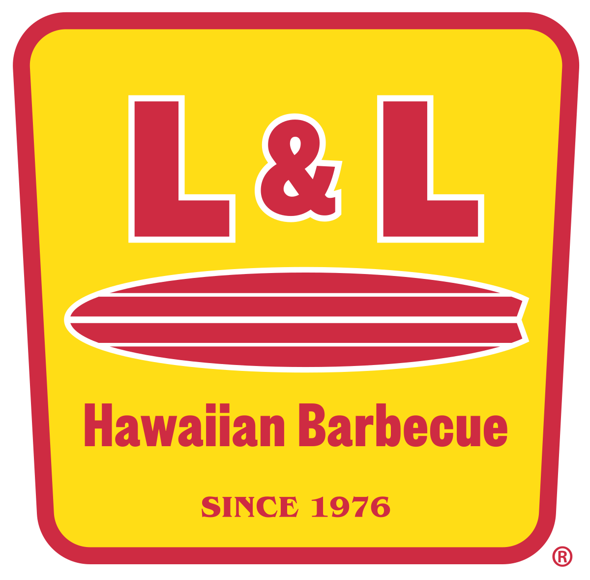 Yellow and Red L Logo - L&L Hawaiian Barbecue