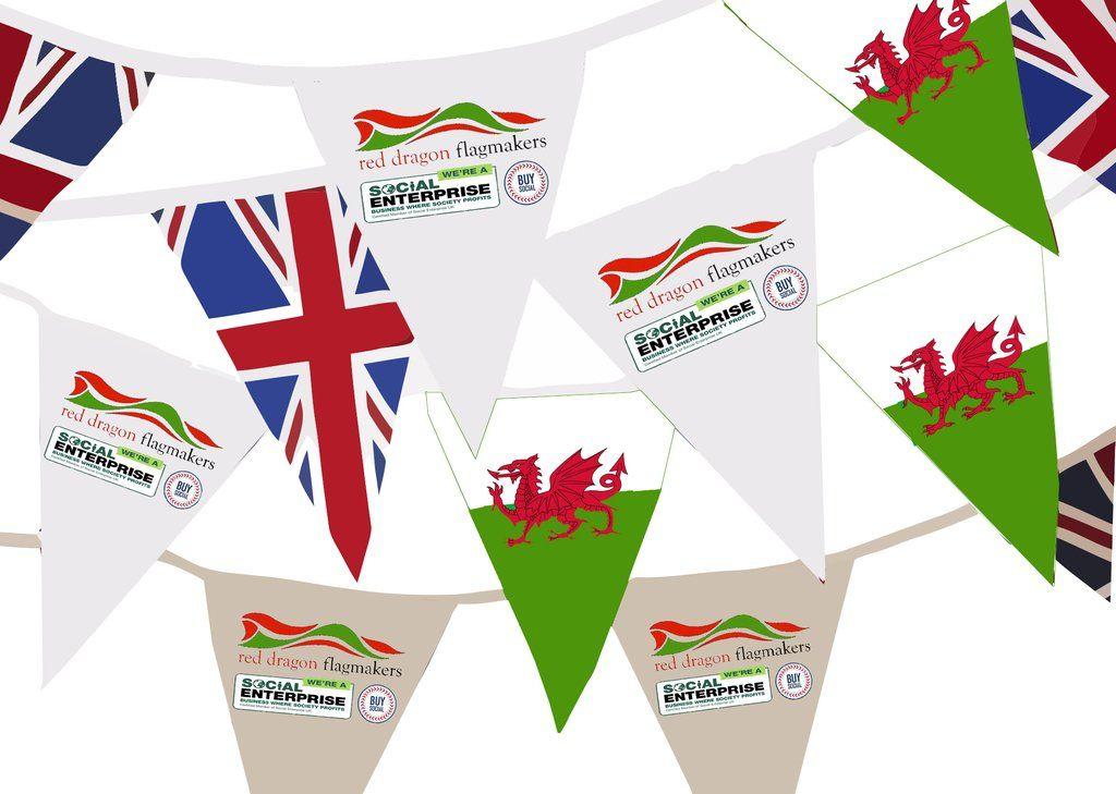 Red White Green Flag Restaurant Logo - Custom Printed Bunting Flags UK Dragon Flagmakers