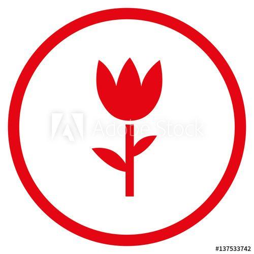 Red White Circle Inside Circle Logo - Tulip rounded icon. Vector illustration style is flat iconic symbol ...