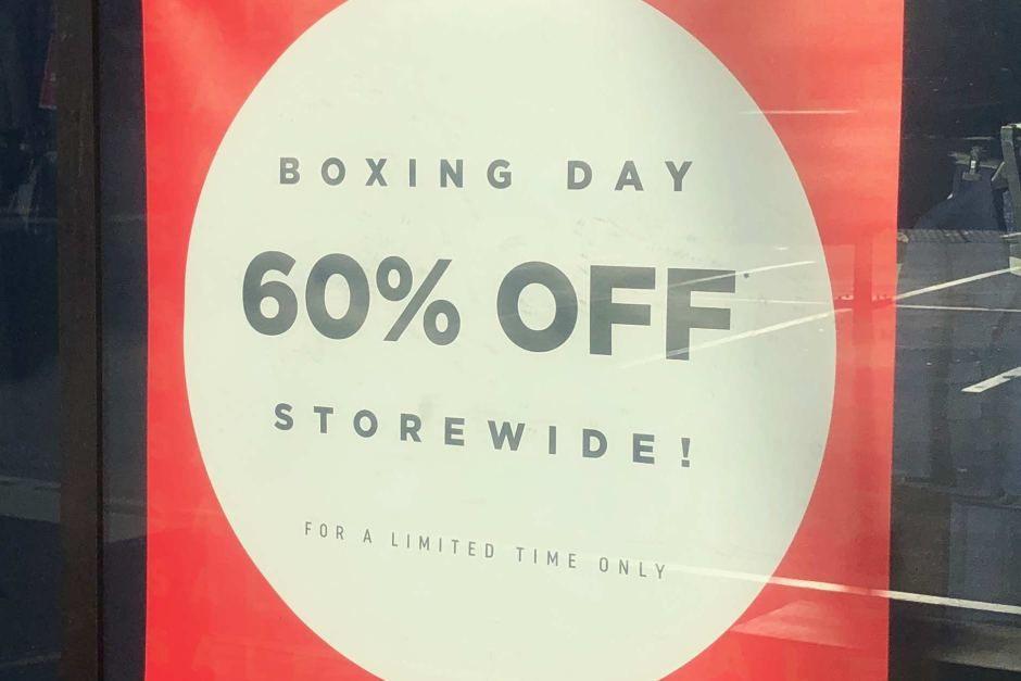 Red White Circle Inside Circle Logo - Boxing Day sales sign in Adelaide Australian
