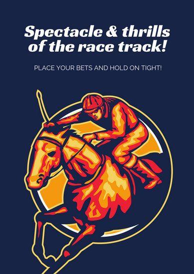 Blue Orange Red Horse Logo - Orange and Navy Blue Illustrated Horse Poster