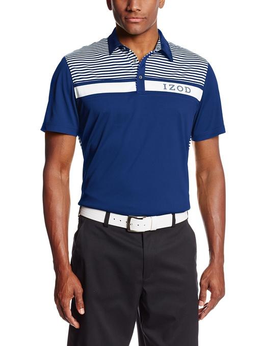 Izod Shirt Logo - IZOD Mens Short Sleeve Chest Striped Pieced Golf Logo Polo Shirts