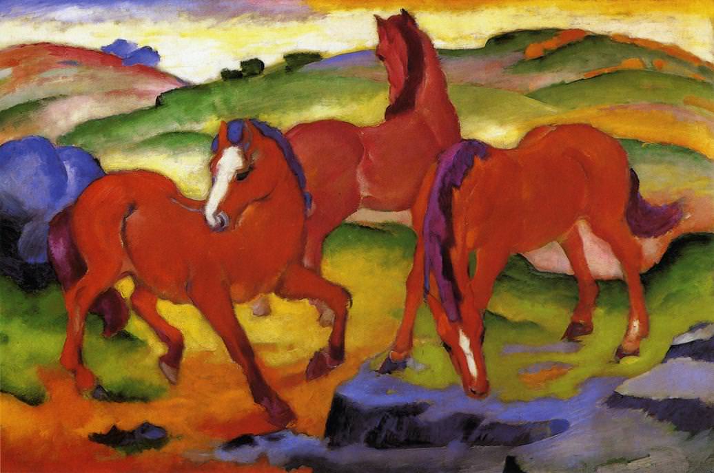 Blue Orange Red Horse Logo - The Red Horses by Franz Marc