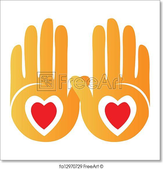 Hand and Heart Logo - Free art print of Hands showing hearts logo. Hands showing hearts