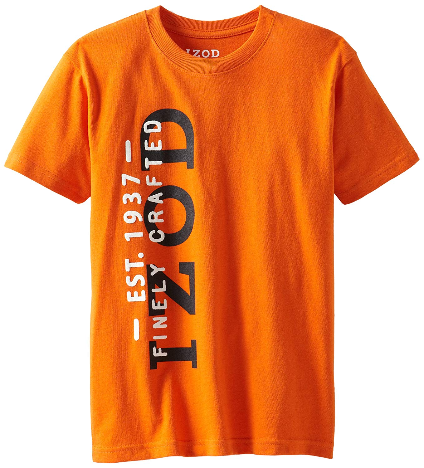Izod Shirt Logo - IZOD Big Boys' Logo Vertical Tee, Clementine, Medium 10