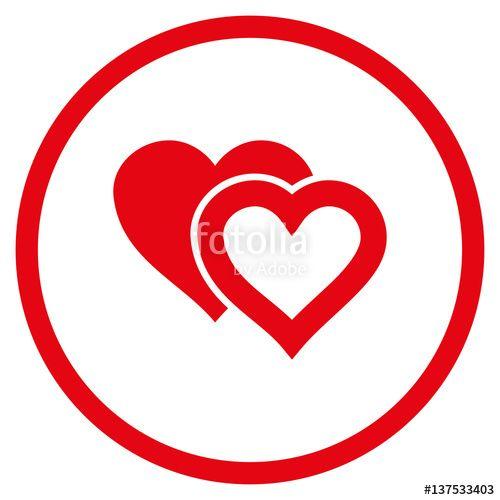 Red White Circle Inside Circle Logo - Love Hearts rounded icon. Vector illustration style is flat iconic ...
