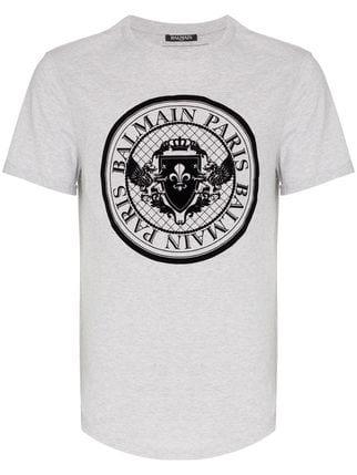 Balmain Coin Logo - Balmain coin logo curve hem T-shirt $350 - Shop SS19 Online - Fast ...