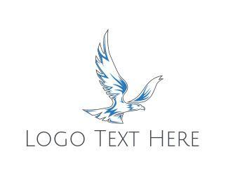 A Bird with a Blue Eagle Logo - Hawk Logo Maker | Best Hawk Logos | BrandCrowd