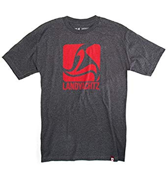 Grey Square Logo - Landyachtz Grey with Red Square Logo T-Shirt: Amazon.co.uk: Clothing