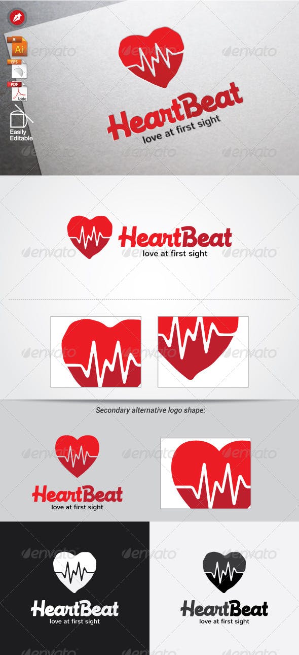 Heart Beat Logo - Heart Beat Logo by agidea | GraphicRiver