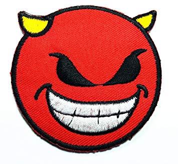 Red Smiley I Logo - Smiley Face Patches(red Devil) Logo Shirt Jacket Patch Sew Iron