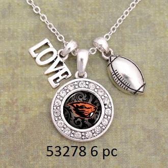 Company Necklace Logo - COLLEGE NECKLACE - 3 CHARMS - FOOTBALL, LOVE, AND LOGO 6 pc min ...