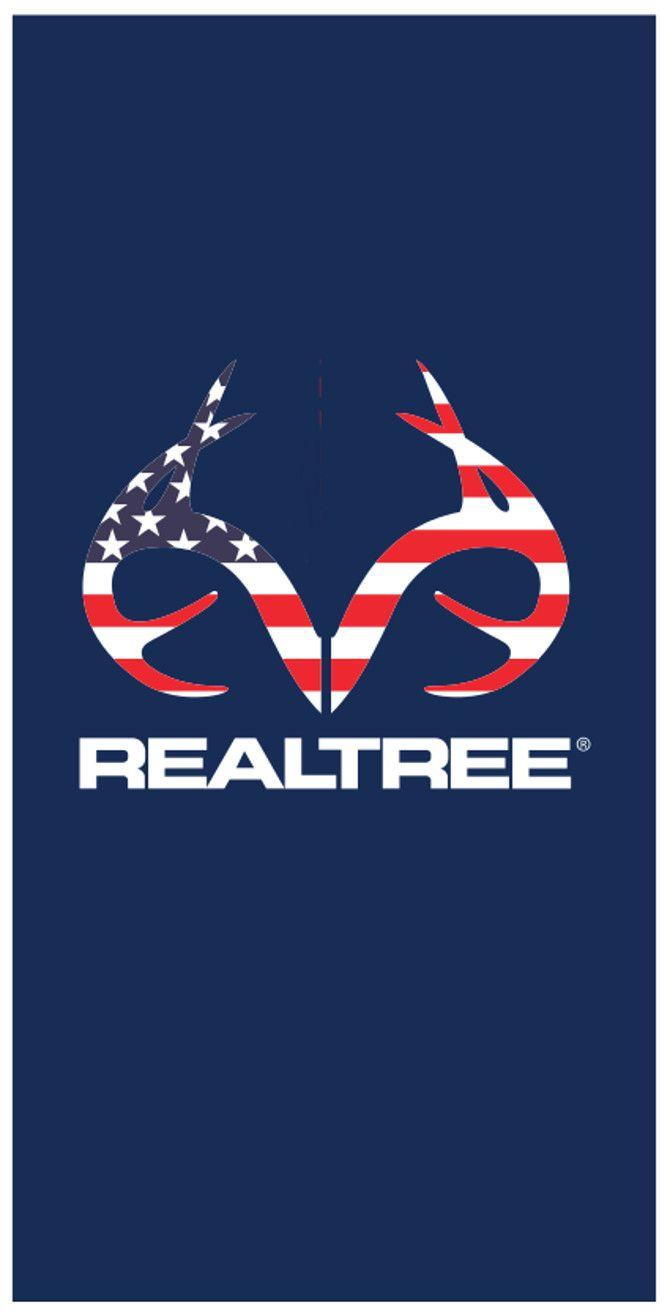 Realtree Logo - Realtree Camo Navy Flag Beach Towel Antlers