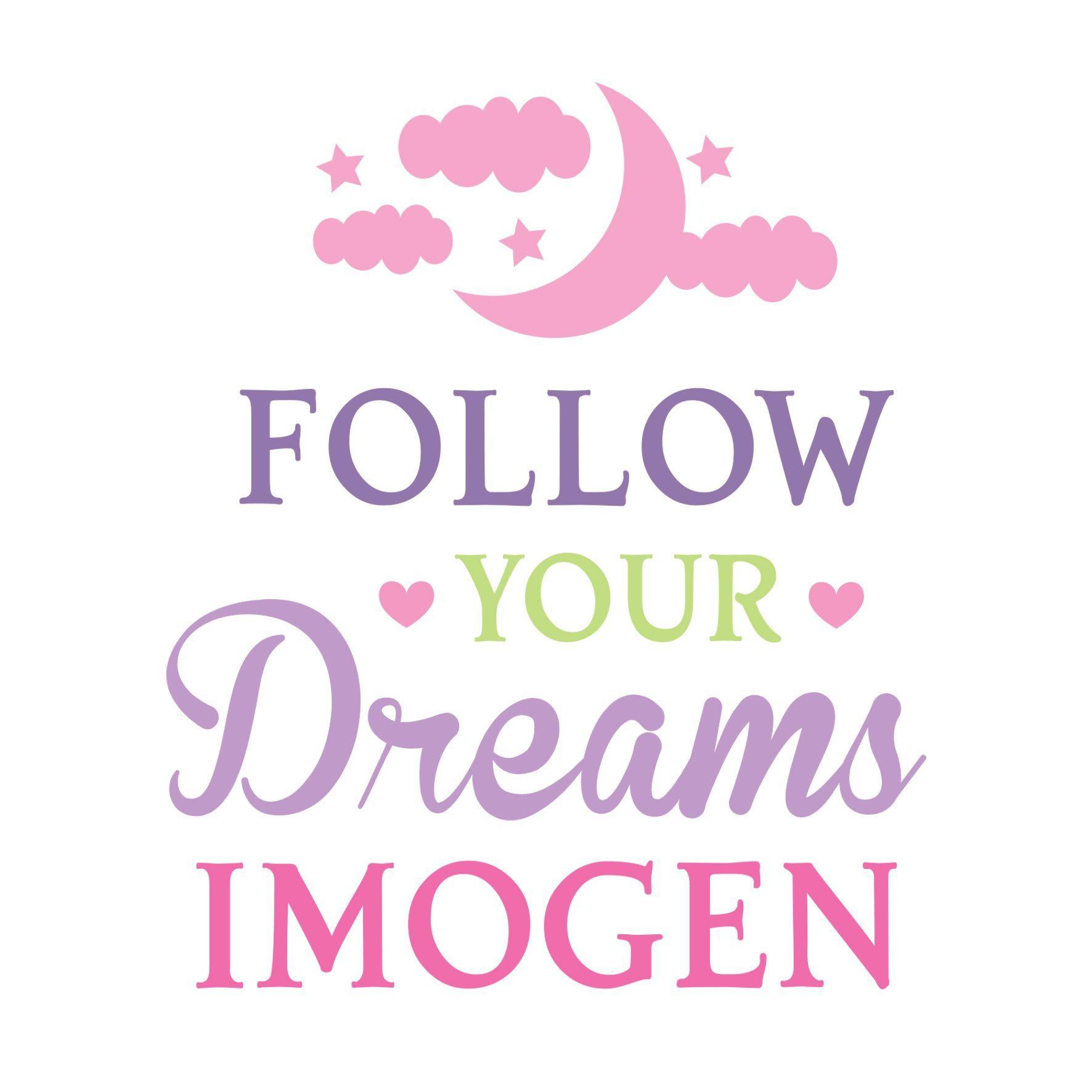 Follow Your Dreams Logo - Personalised Follow Your Dreams Pink Wall Art