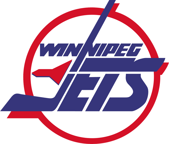 Red White Circle Inside Circle Logo - Winnipeg Jets Primary Logo (1991) - Jets in blue inside red and ...