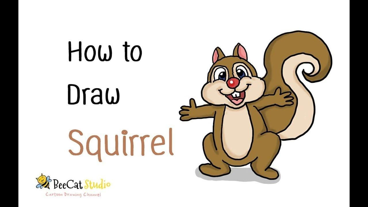 Red Squirrel Animated Logo - How to draw a cute cartoon Squirrel - YouTube