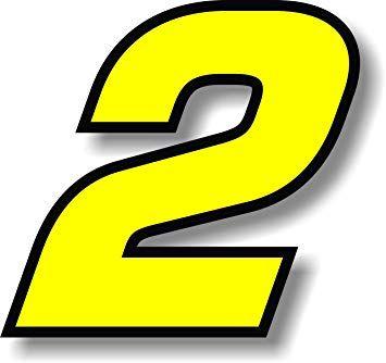Yellow Number 2 Logo - Vinyl sticker/decal x2 Yellow (Black outline), square font, race ...