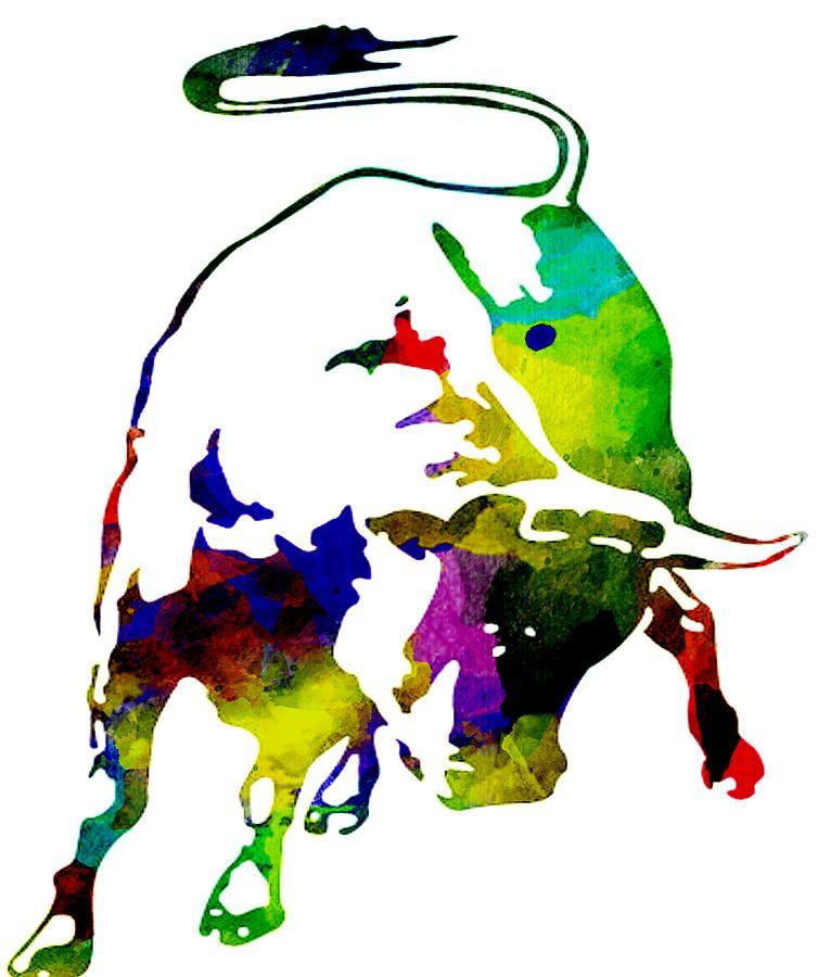 Lamborghini Bull Logo - Lamborghini Bull Emblem Colorful Abstract. Painting by Eti Reid
