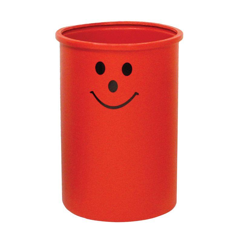 Red Smiley I Logo - Open Top Litter Bins Litre Face Logo