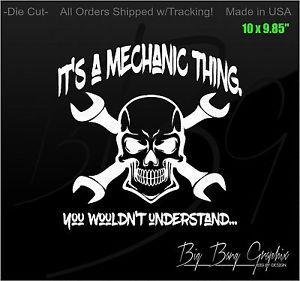 Diesel Mechanic Shop Logo - MECHANIC THING Skull Vinyl Decal Window Sticker Mechanic Shop Owner