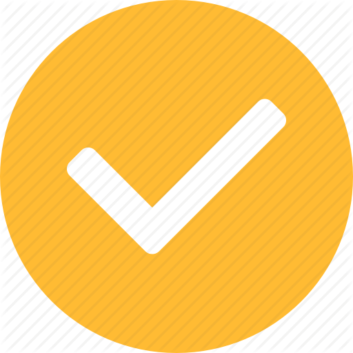 Yellow Check Logo - Approved, check, checkbox, circle, confirm, sure, yellow icon