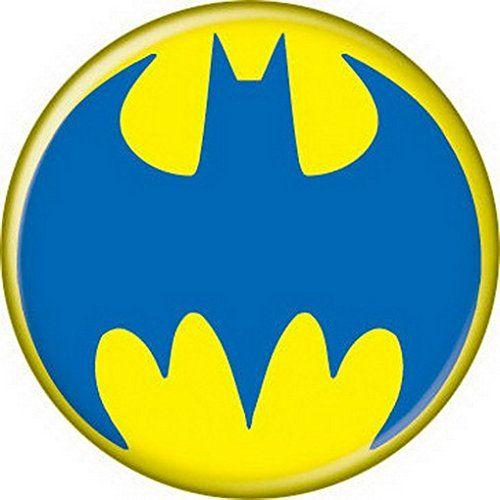 Batman Yellow Logo - Batman Blue Logo Yellow Button 82009: Clothing