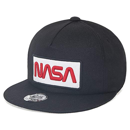 NASA NSA Logo - ililily NASA Worm Logo Embroidery Baseball Cap Flat Bill Snapback ...