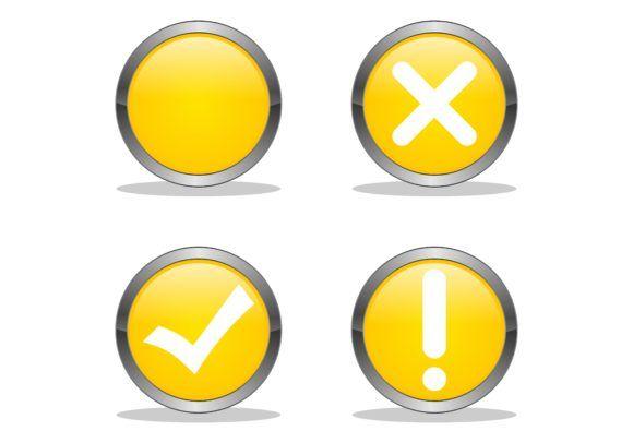 Yellow Check Logo - Tick, check, exclamation point yellow logo Graphic