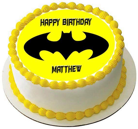 Batman Yellow Logo - Batman Yellow Logo Edible Birthday Cake Topper