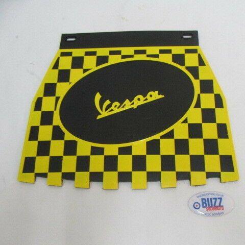 Yellow Check Logo - Vespa PX LML PE T5 Rear Mudflap Rubber Yellow Black Check Logo FREE