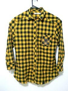 Yellow Check Logo - Adidas Womens Long Sleeve Logo Shirt Size 10 Yellow Black Check ...